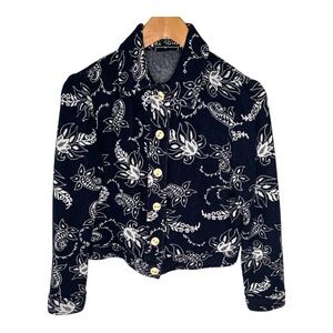St John Knit Cardigan Jacket Floral Cropped Size 4